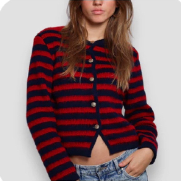 Meet Me There Chloe Red and Blue Striped Vest - Picture 1 of 4